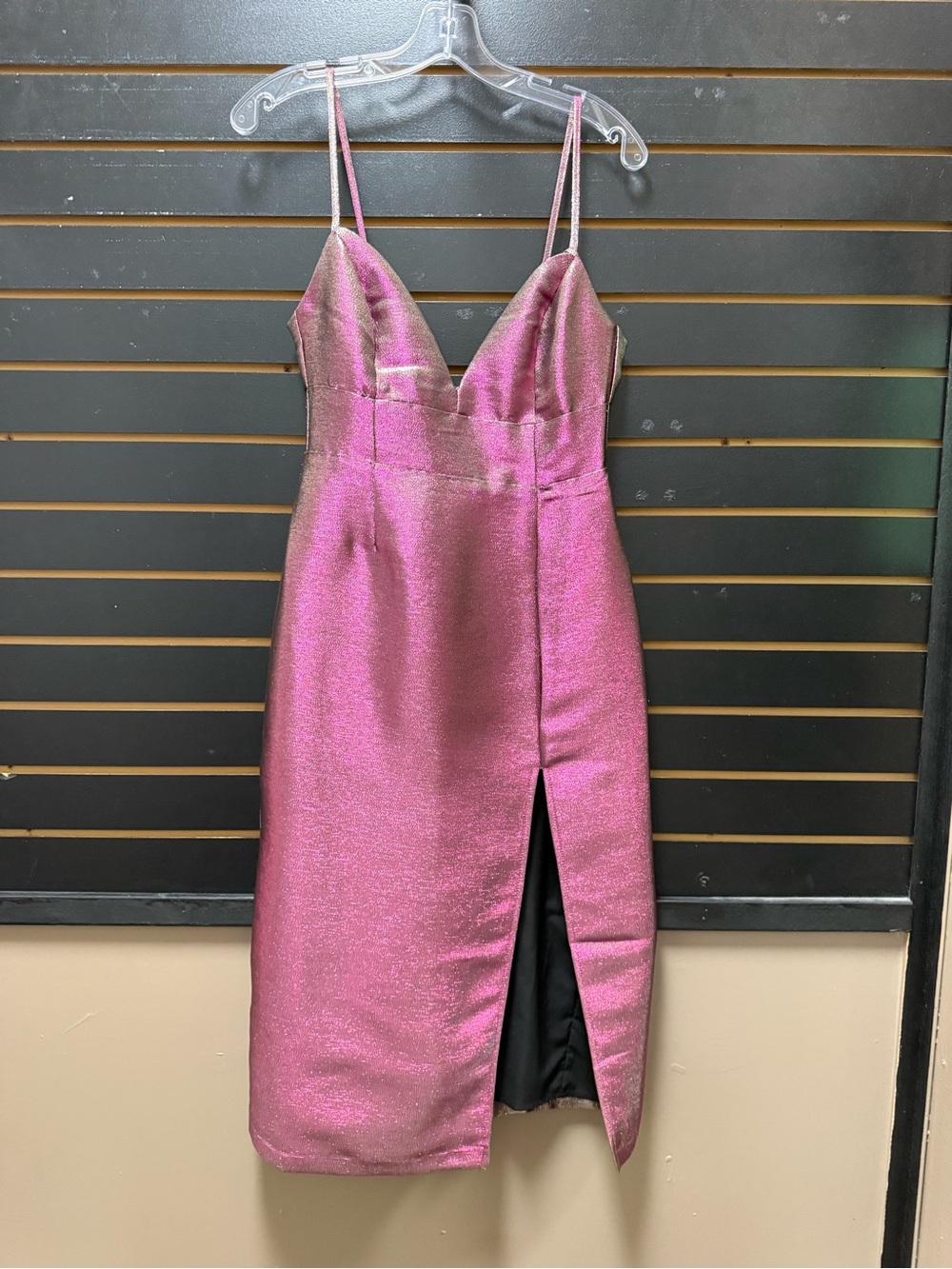 NWT Lulus Flashy Fixation Pink Iridescent Metallic Midi Dress Small